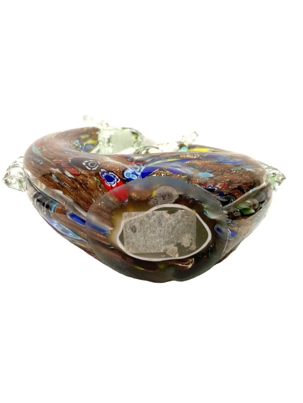 Large Giraffe Art Glass Sculpture Multicolor Millefiori Double Headed Stretched - Picture 8 of 9